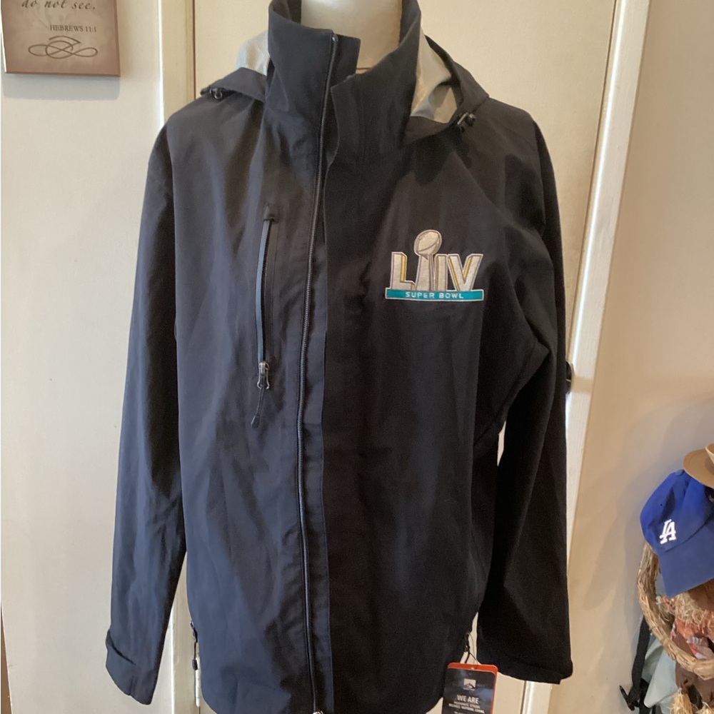 Official NFL Storm Black Jacket with Super Bowl Logo, Men’s M